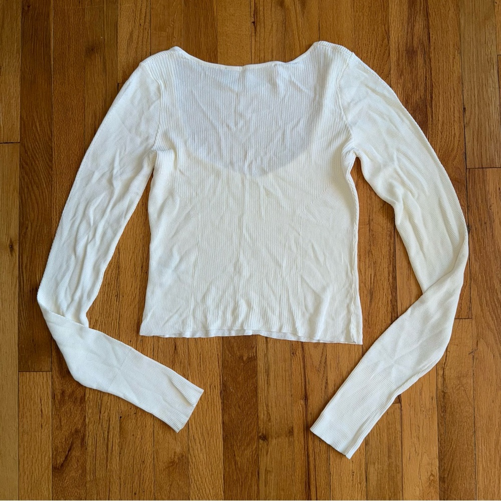 GAUGE81 Long Sleeve Sweetheart Neck Shirt Ivory Off White Small - Picture 3 of 4
